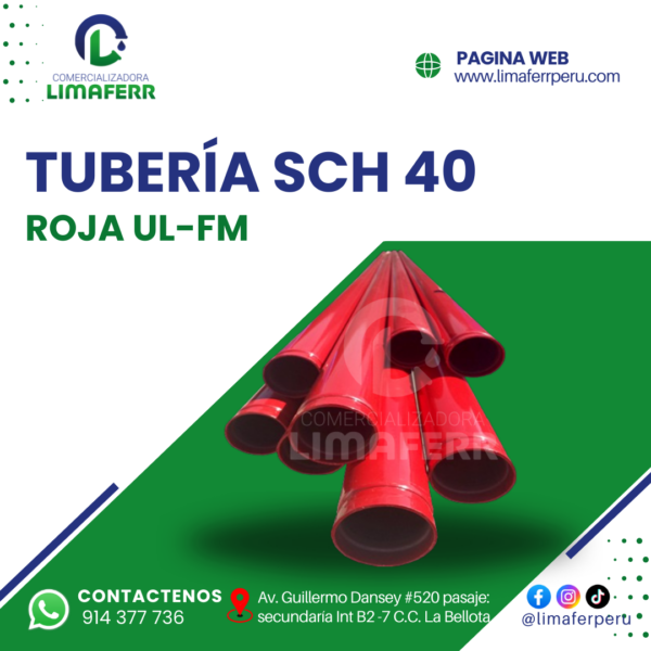 TUBERÍA SCH 40 ROJA UL/FM